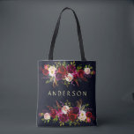 EDITABLE COLOR Navy Burgundy Rustic Boho Floral Tote Bag<br><div class="desc">CHANGEABLE BACKGROUND COLOR. Bohemian style Allover Print Tote Bag featuring watercolor illustration of burgundy, marsala, red and pink peonies and roses with feathers accent on navy blue background. This is perfect for fall/autumn/winter, floral and bohemian style events. Matching items are also available. * Please click the "Customize" button to change...</div>