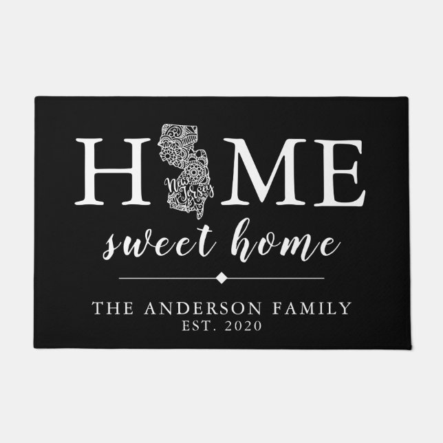 Editable Color NEW JERSEY Personalized State Doormat (Front)