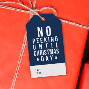 Editable Color No Peeking Until Christmas Gift Tags