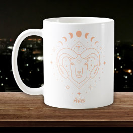 Editable Color Peach Aries Astrology Zodiac Sign Coffee Mug