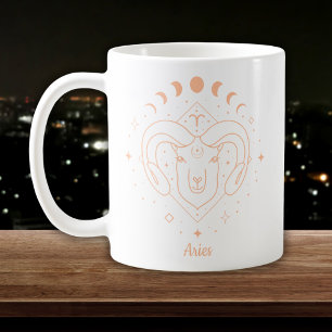 Editable Color Peach Aries Astrology Zodiac Sign Coffee Mug