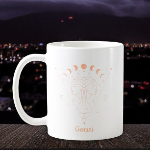 Editable Color Peach Gemini Zodiac Sign Coffee Mug