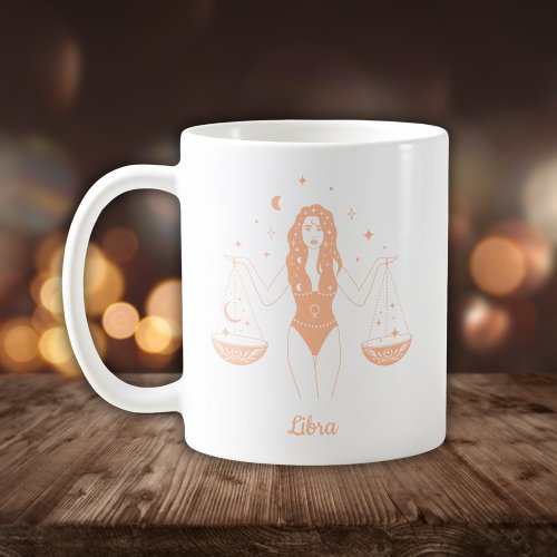 Editable Color Peach Libra Zodiac Sign Coffee Mug