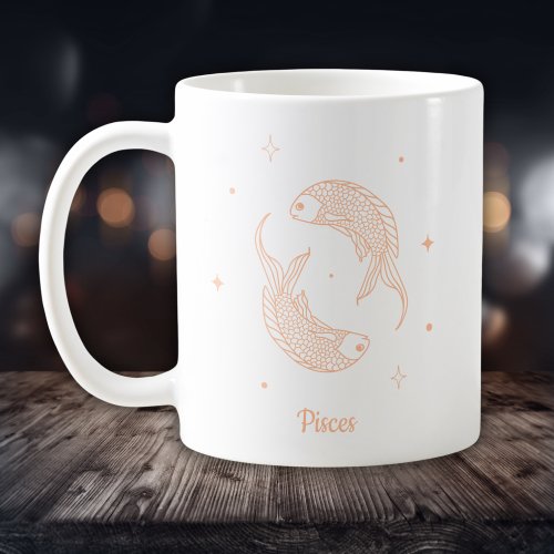 Editable Color Peach Pisces Zodiac Sign Coffee Mug