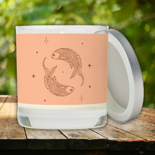 Editable Color Peach Pisces Zodiac Signs  Scented Candle
