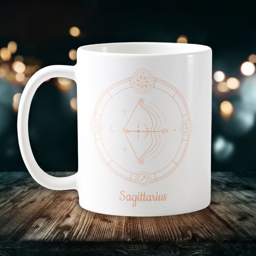 Editable Color Peach Sagittarius Zodiac Sign Coffee Mug