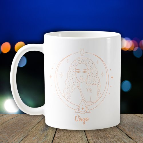 Editable Color Peach  Virgo Zodiac Sign Coffee Mug