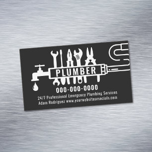 Editable Color Plumber Business Magnetic Card