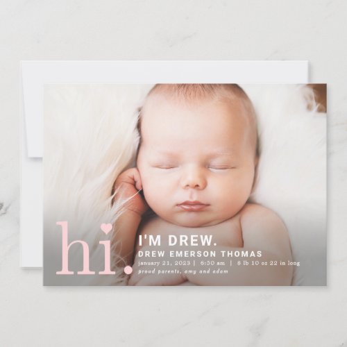 Editable Color Precious Hi Baby Birth Announcement