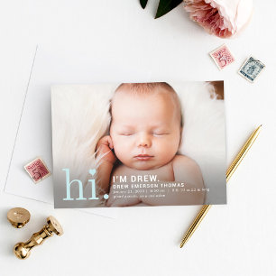 Editable Color Precious Hi Baby Birth Announcement