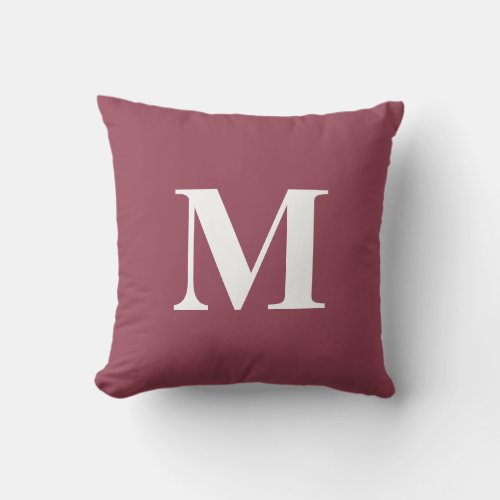 Editable Color Purple White Monogram Initial Outdoor Pillow