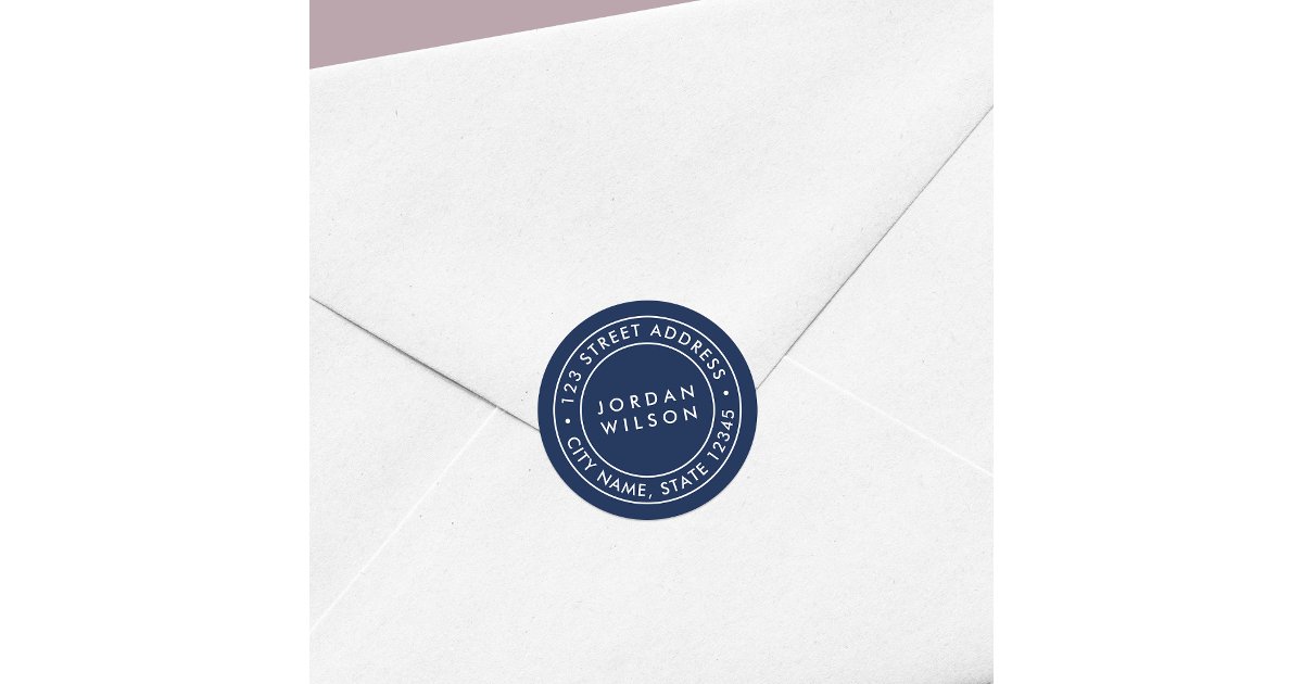 EDITABLE Color Round Double Border Return Address Classic Round Sticker ...