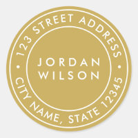 EDITABLE Color Round Double Border Return Address Classic Round Sticker