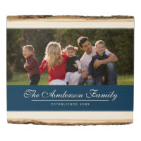 Editable Color Rustic Cursive Family Name Photo Wood Panel
