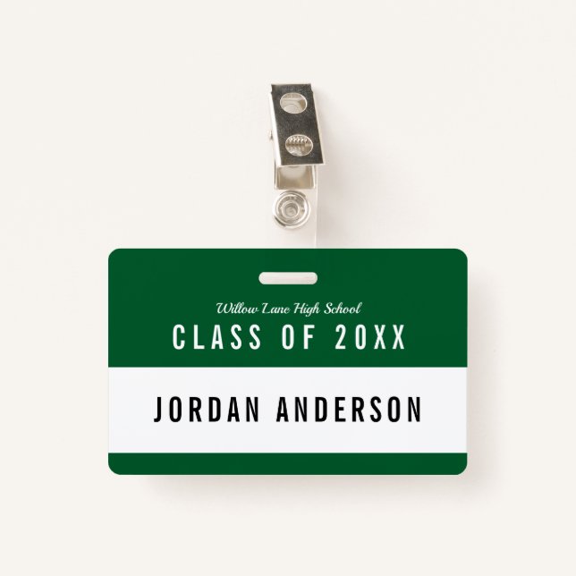 Editable Color School Class Reunion Name Badge (Front with Clip)
