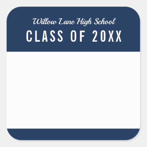 Editable Color School Class Reunion Name Square Sticker