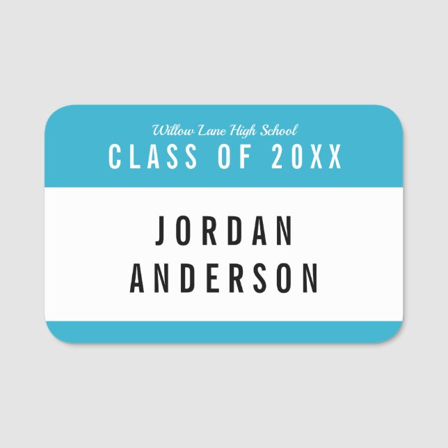 Editable Color School Class Reunion Name Tag (Front)