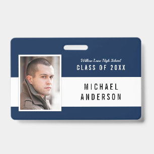Editable Color School Class Reunion Photo Name Badge