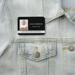 Editable Color School Class Reunion Yearbook Photo Name Tag