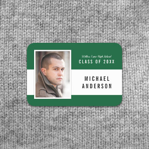 Editable Color School Class Reunion Yearbook Photo Name Tag