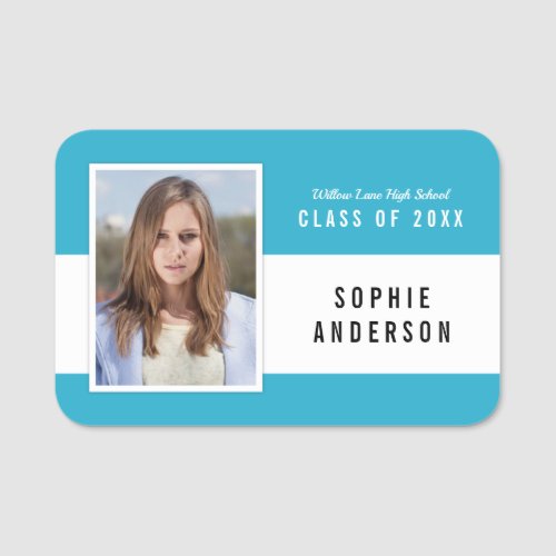 Editable Color School Class Reunion Yearbook Photo Name Tag