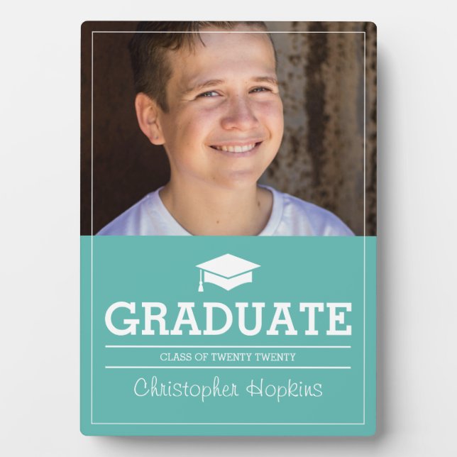 Editable Color Simple Photo Graduation Plaque (Front)