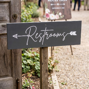 EDITABLE COLOR Simple Restrooms Direction Sign