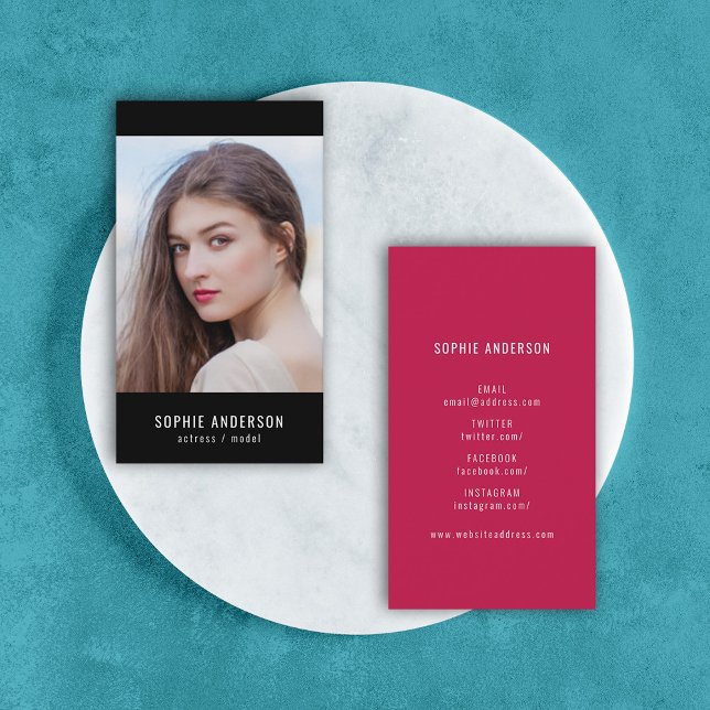 Editable Color Social Media Profile Photo Business Card (Creator Uploaded)