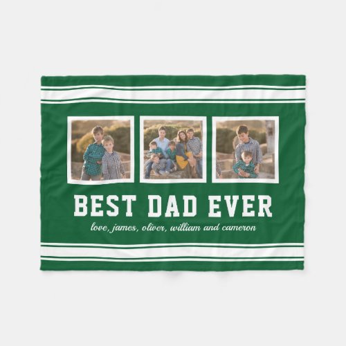 Editable Color Sporty Best Dad Ever Photo Collage Fleece Blanket