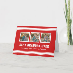 Editable Color Sporty Best Grandpa Ever Photo Card