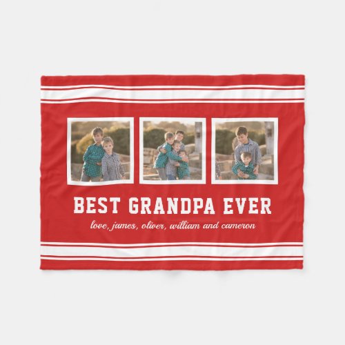 Editable Color Sporty Best Grandpa Ever Photo Fleece Blanket
