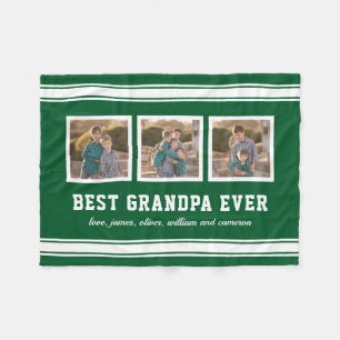 Editable Color Sporty Best Grandpa Ever Photo Fleece Blanket