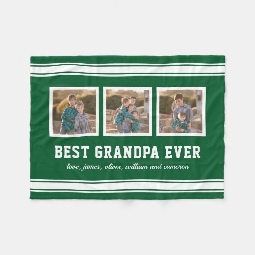 Editable Color Sporty Best Grandpa Ever Photo Fleece Blanket
