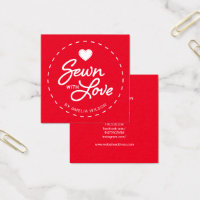 Editable Color Stylish Sewn with Love Social Media Square Business Card