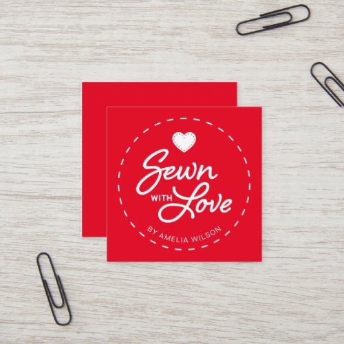 Editable Color Stylish Sewn with Love Social Media Square Business Card