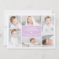 Editable Color Sweet Heart Baby Birth Announcement