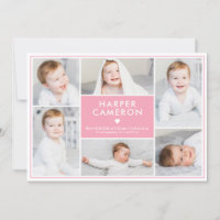 Editable Color Sweet Heart Baby Birth Announcement