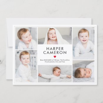 Editable Color Sweet Heart Baby Birth Announcement by berryberrysweet at Zazzle