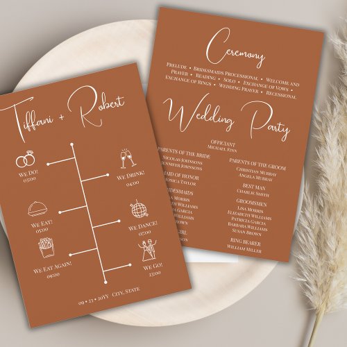 Editable Color Terracota Wedding Ceremony Program