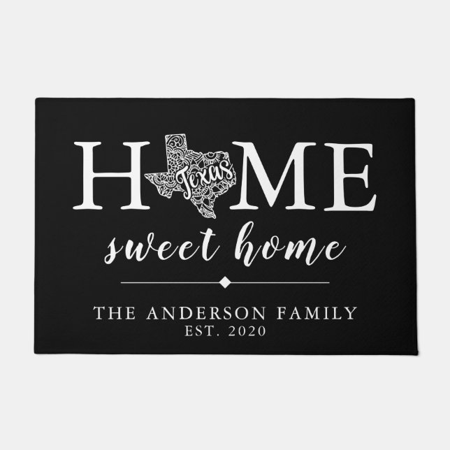 Editable Color TEXAS Personalized State Doormat (Front)