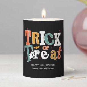 Editable Color Trick Or Treat Halloween Pillar Candle