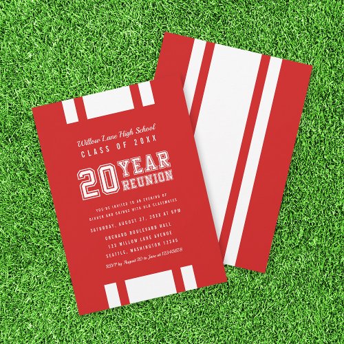 Editable Color Varsity 20 Year Class Reunion Invitation