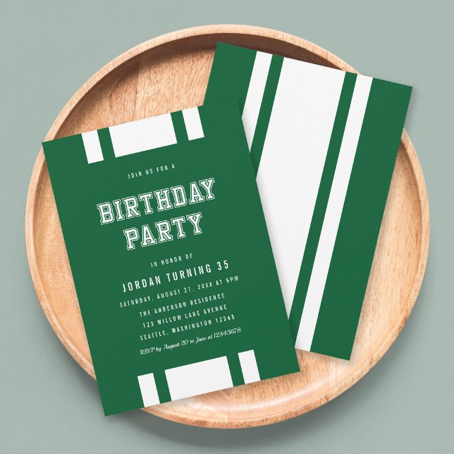 Editable Color Varsity Any Age Birthday Party Invitation (Creator Uploaded)