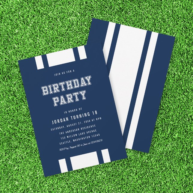 Editable Color Varsity Any Age Birthday Party Invitation (Creator Uploaded)