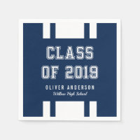 Editable Color Varsity Class of 2019 Graduation Napkin