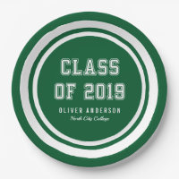 Editable Color Varsity Class of 2019 Graduation Paper Plate