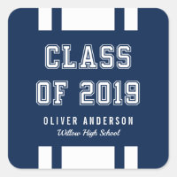Editable Color Varsity Class of 2019 Graduation Square Sticker
