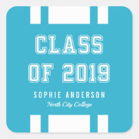 Editable Color Varsity Class of 2019 Graduation Square Sticker