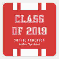 Editable Color Varsity Class of 2019 Graduation Square Sticker
