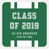 Editable Color Varsity Class of 2019 Graduation Square Sticker
